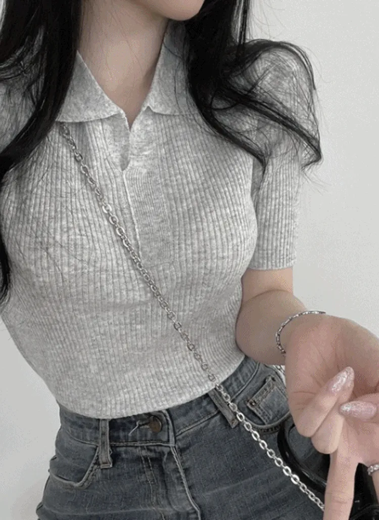 リブスキッパー半袖ニット | NEEDON | 詳細画像1