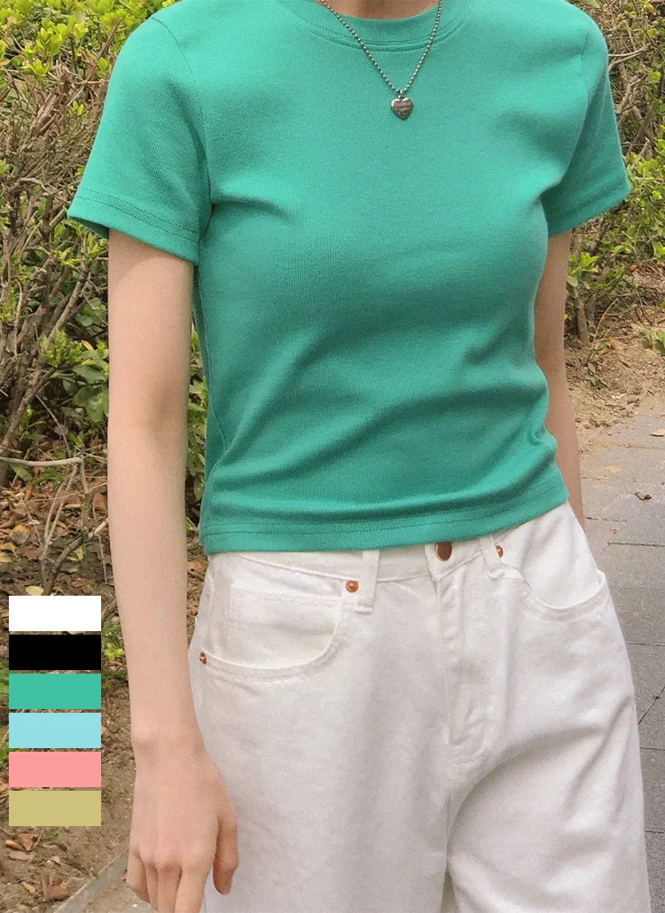 リブスリム半袖Tシャツ | naturalmind | 詳細画像1