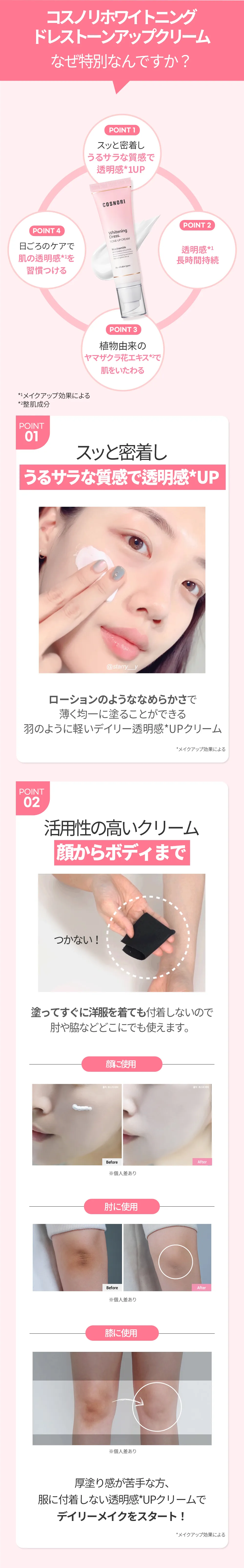[コスノリ] ホワイトニングドレストーンアップクリーム | 詳細画像5