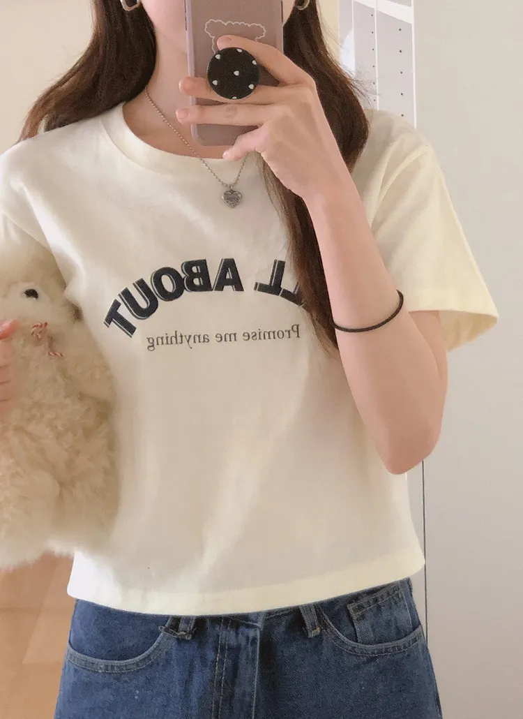 ABOUTクロップド半袖Tシャツ | naturalmind | 詳細画像1