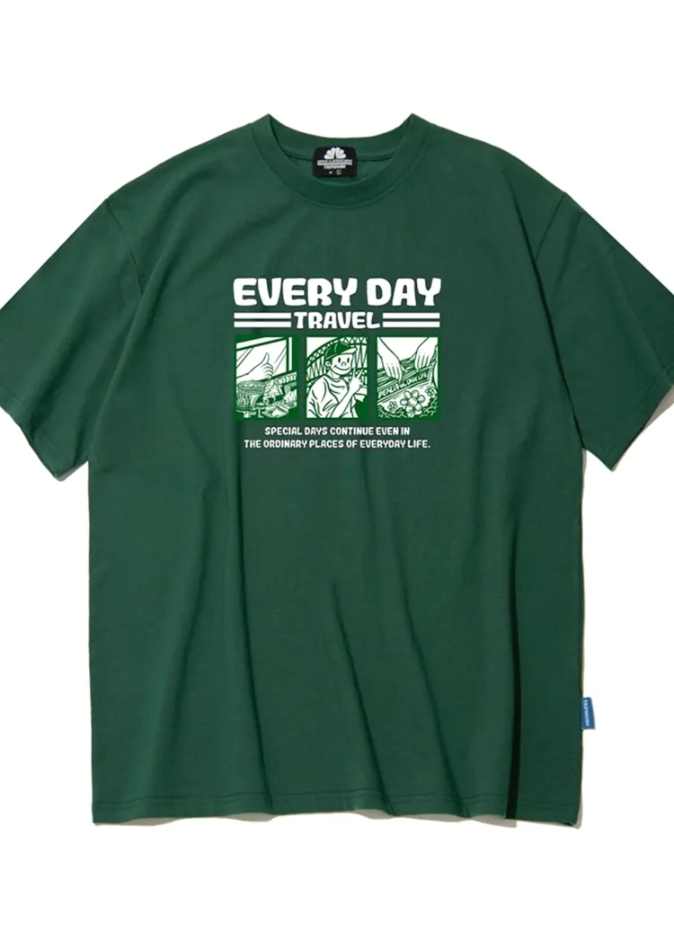 EVERY DAYプリント半袖Tシャツ(グリーン) | 詳細画像1