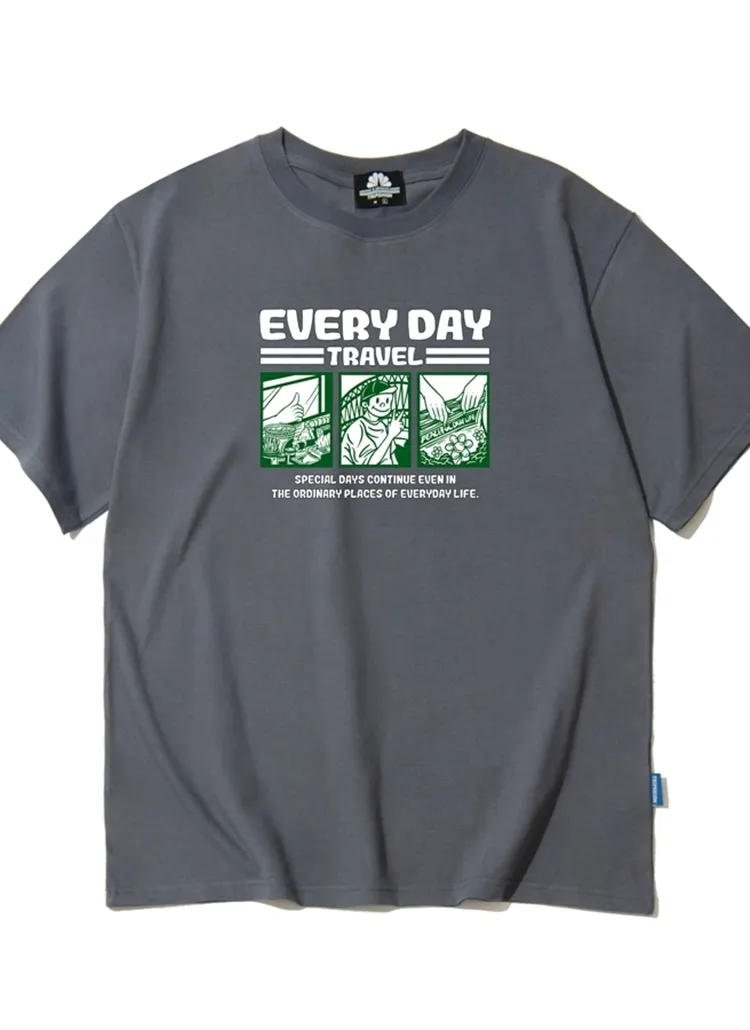 EVERY DAYプリント半袖Tシャツ(グレー) | 詳細画像1