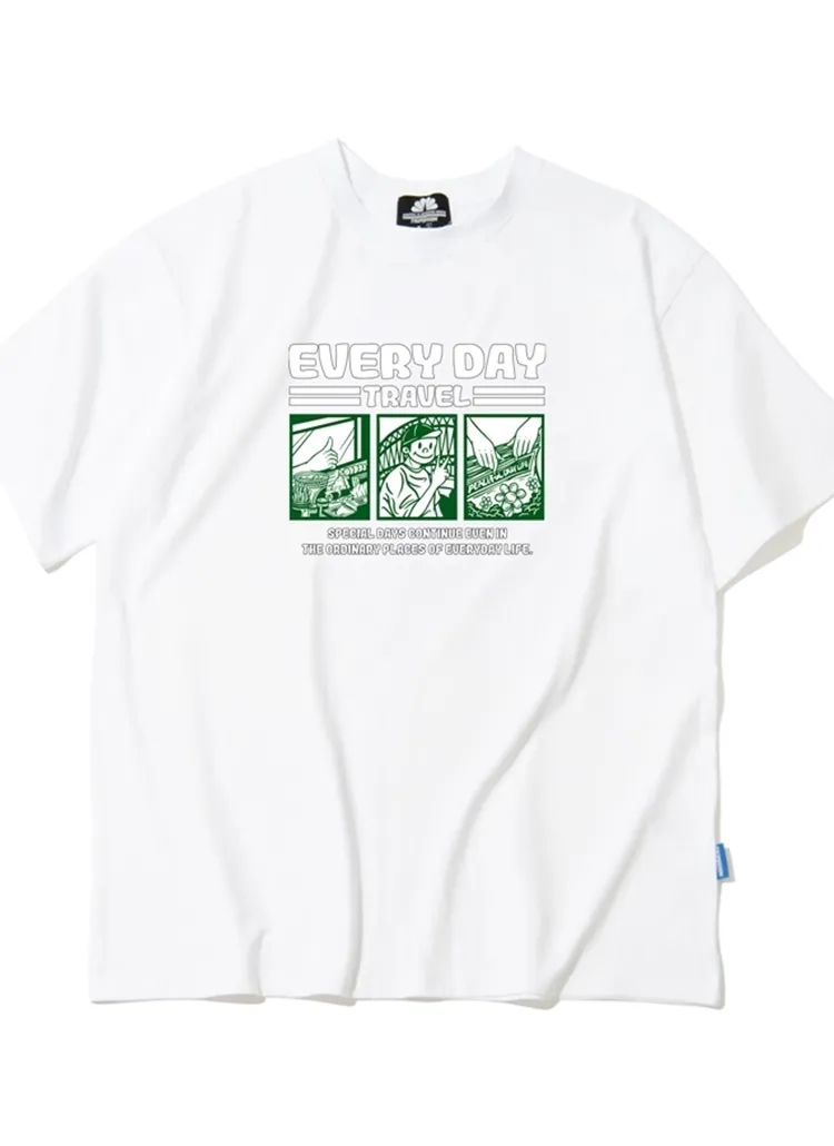 EVERY DAYプリント半袖Tシャツ(ホワイト) | 詳細画像1