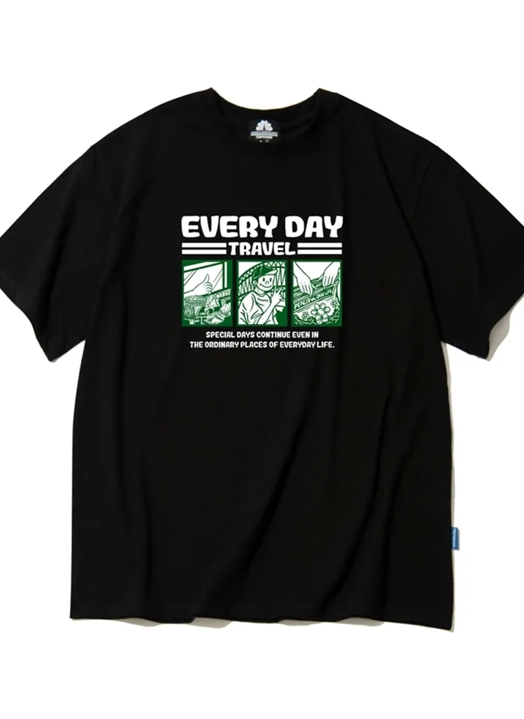 EVERY DAYプリント半袖Tシャツ(ブラック) | 詳細画像1