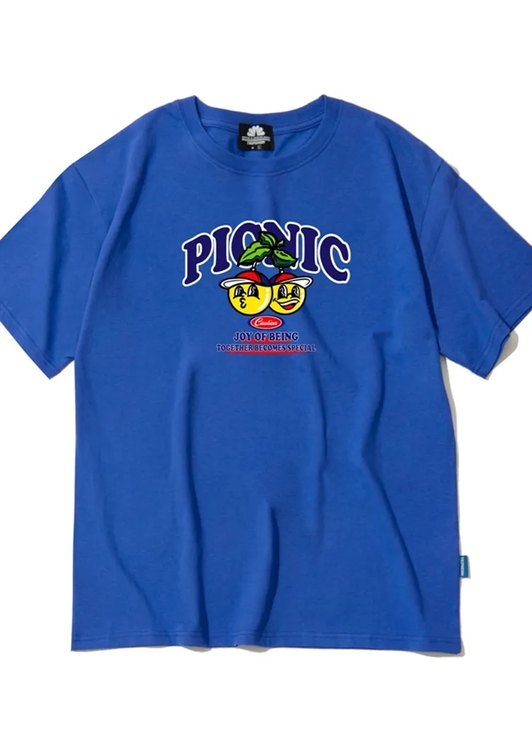 PICNICプリント半袖Tシャツ(ブルー) | 詳細画像1