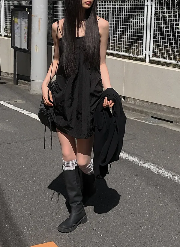 サイドシャーリングナイロンキャミワンピース | anyonemore | 詳細画像1