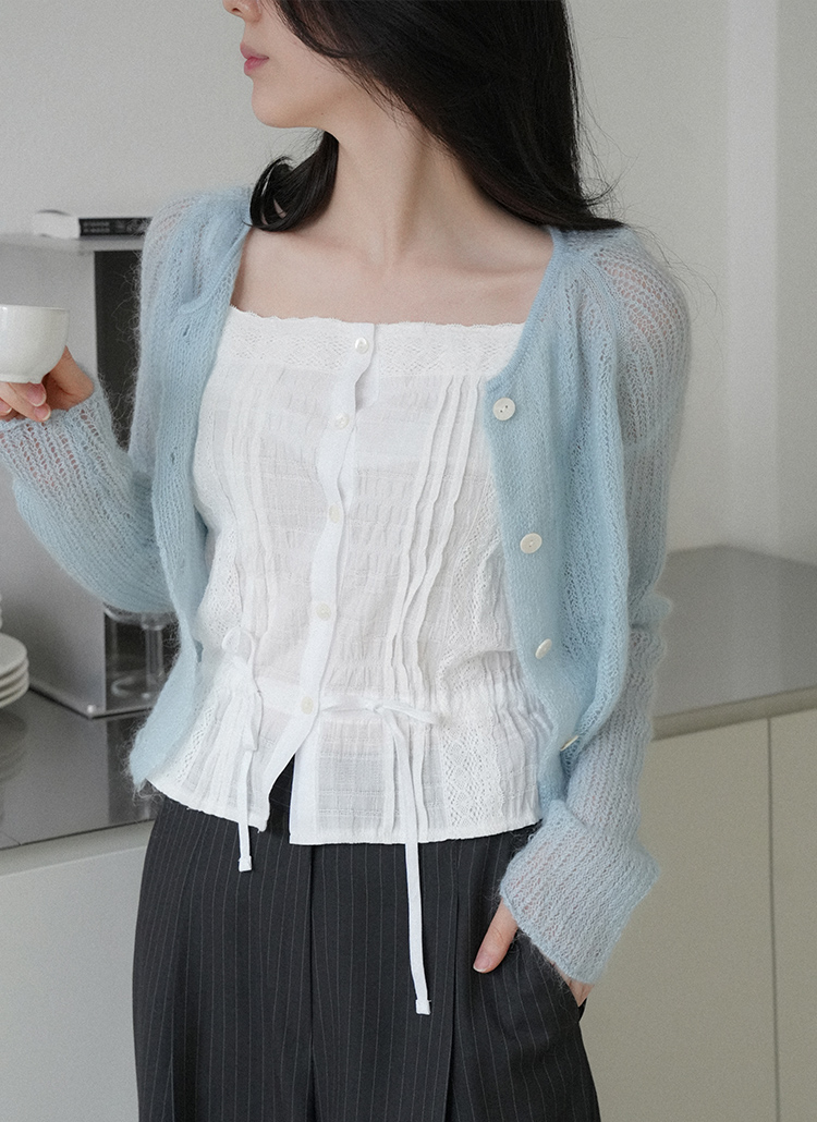 未使用!!  DHOLIC シースルーカーディガン シースルーモヘア混カーディガン | レディースファッション通販 - DHOLIC