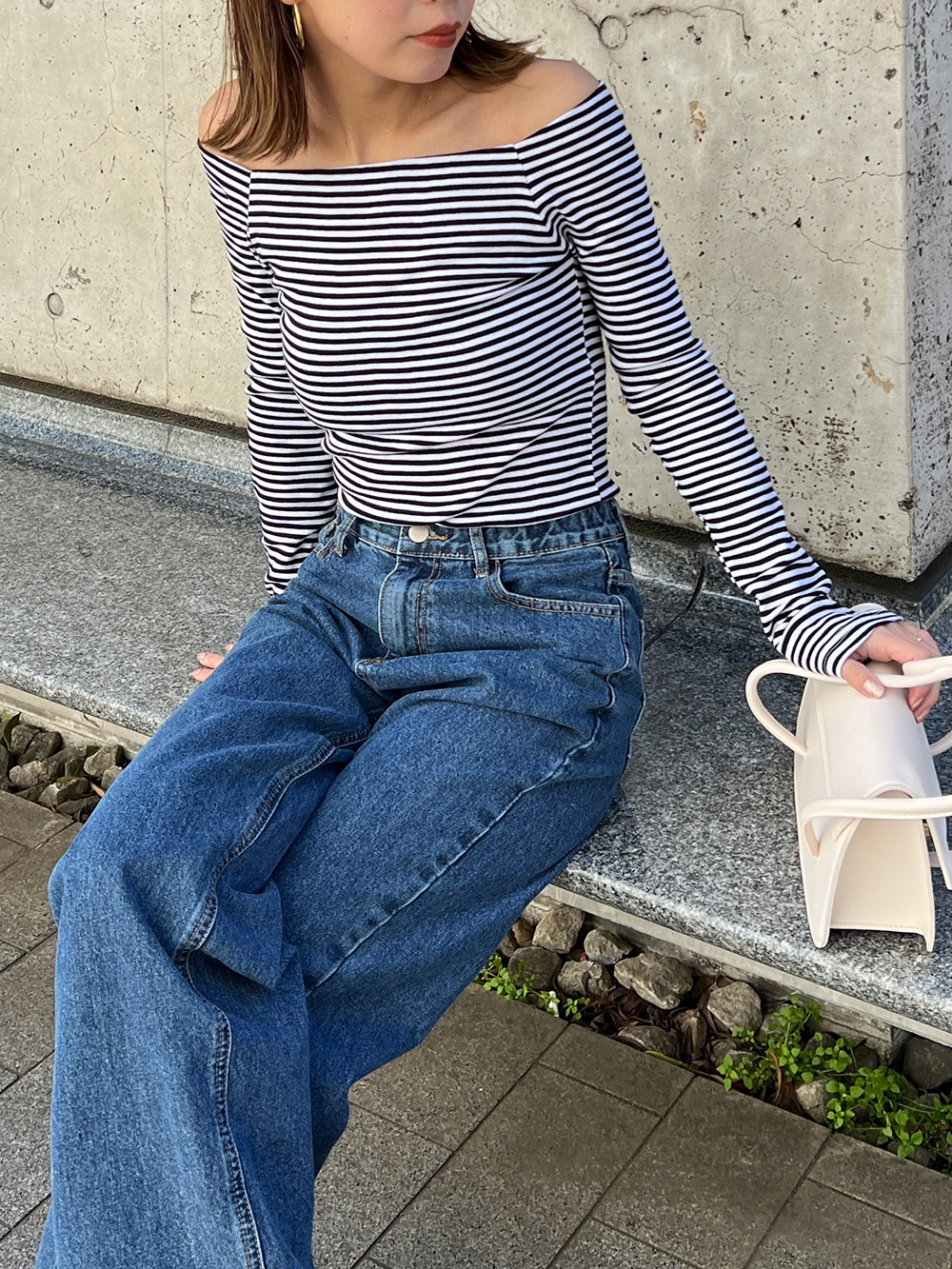 オフショルダーボーダーTシャツ | レディースファッション通販