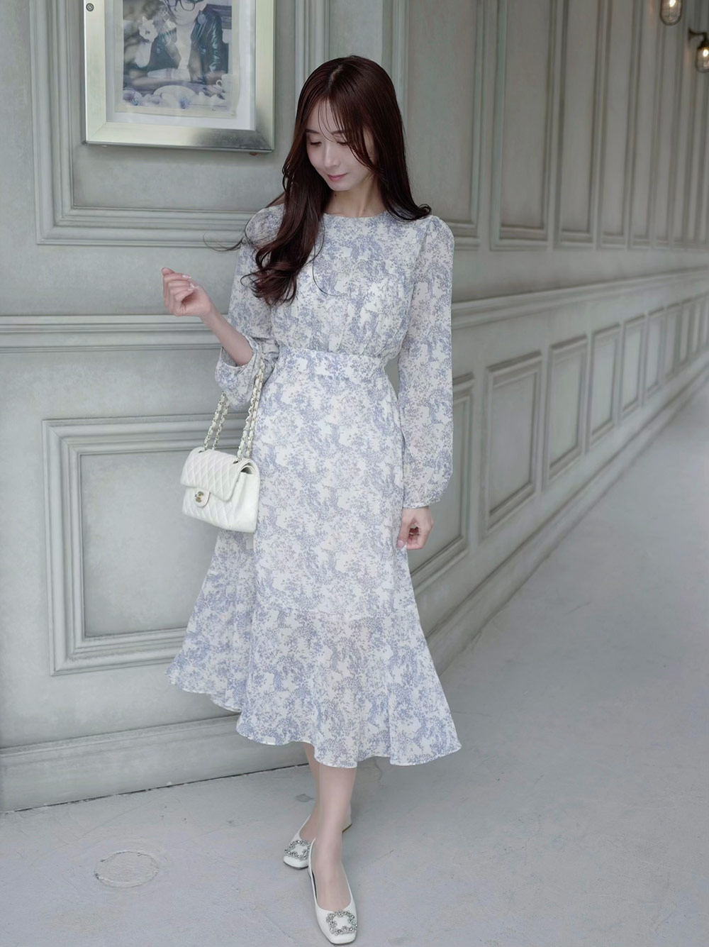 トワルドジュイ柄シフォンワンピース | レディースファッション通販