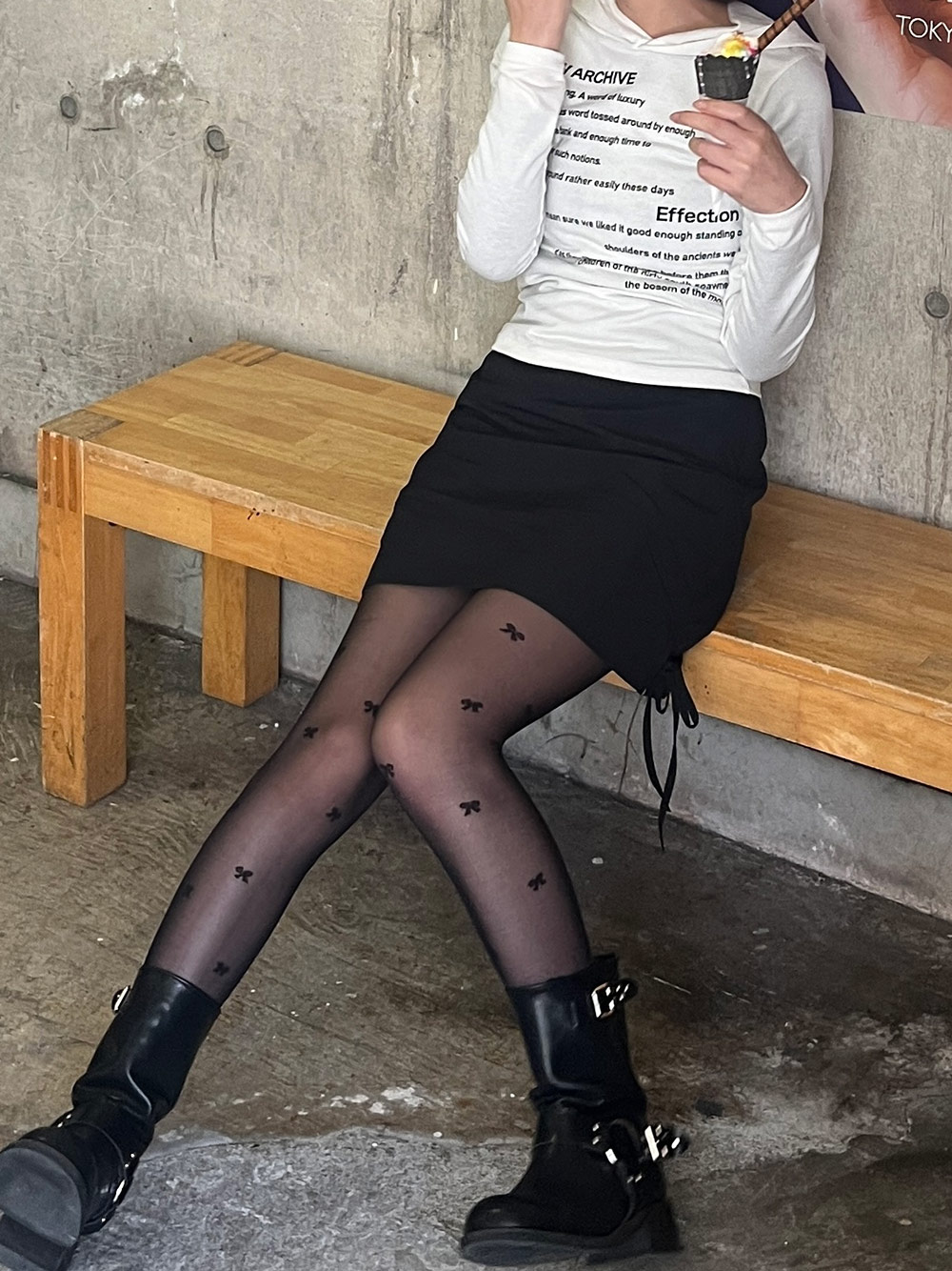 フードレタリングプリントTシャツ | 詳細画像4