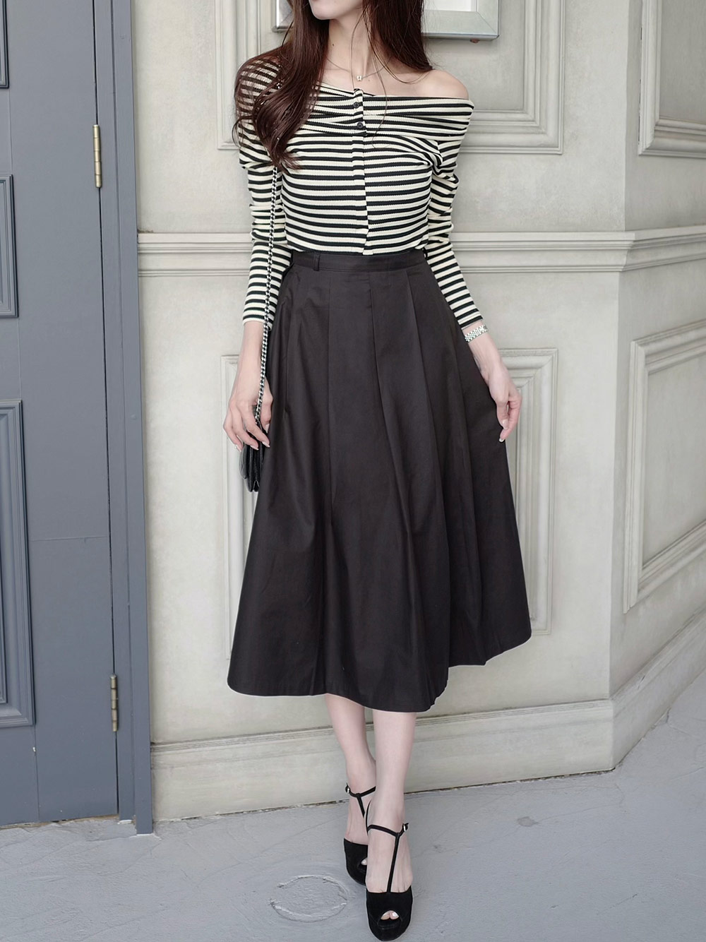 ボーダーオフショル長袖リブTシャツ | 詳細画像13