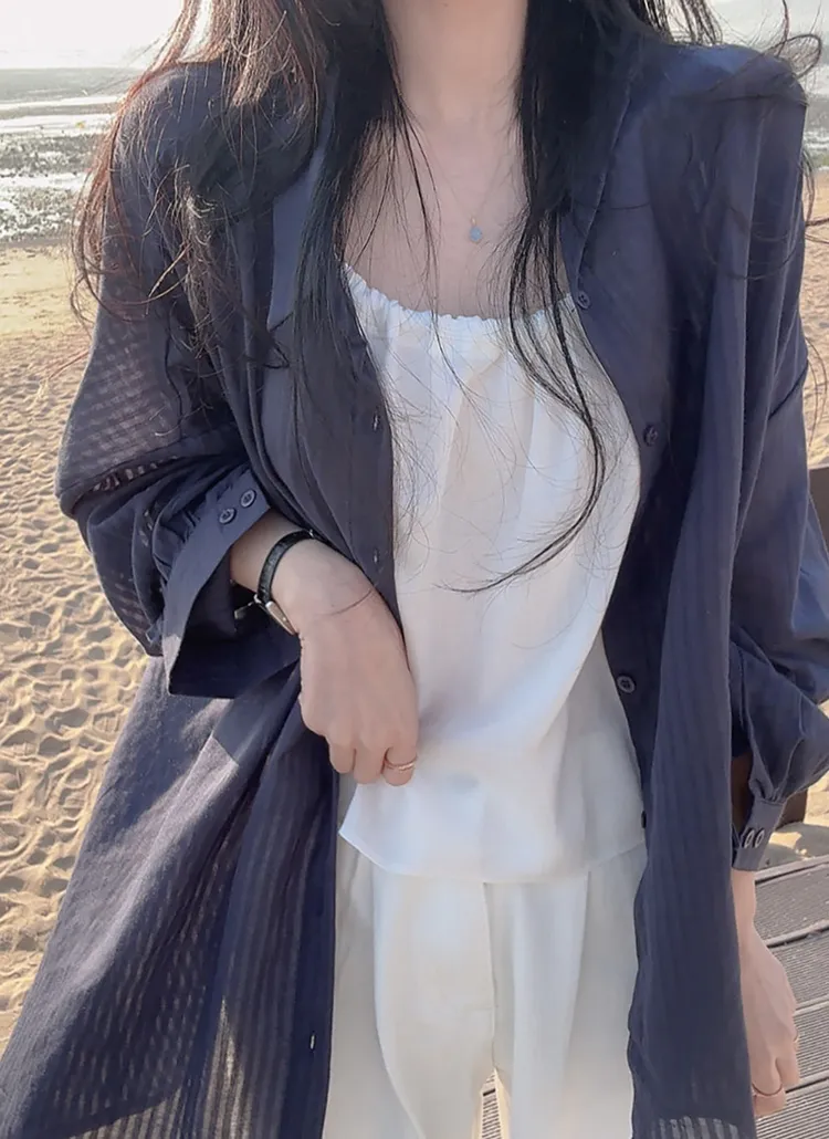 シースルーストライプシャツ | ROMANTICLINE | 詳細画像1