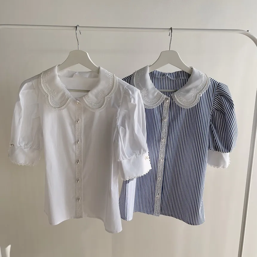2TYPEレース刺繍エコパールブラウス | mirangmirang | 詳細画像22
