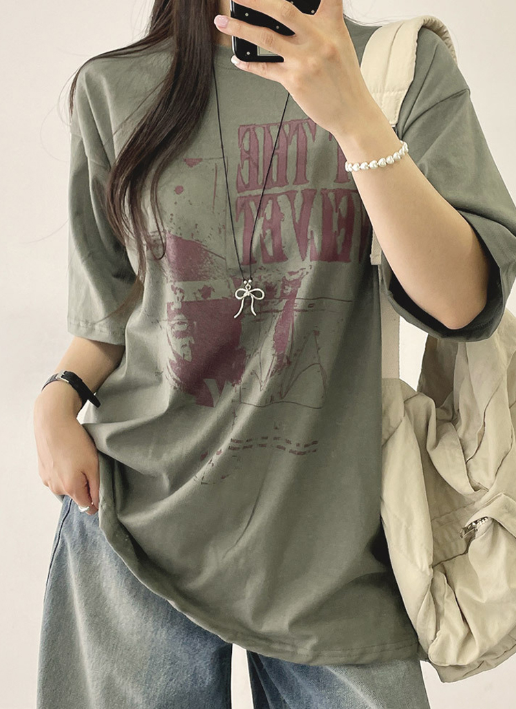 VELVETアートプリントオーバー半袖Tシャツ | レディースファッション