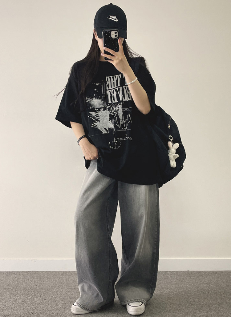 VELVETアートプリントオーバー半袖Tシャツ | レディースファッション