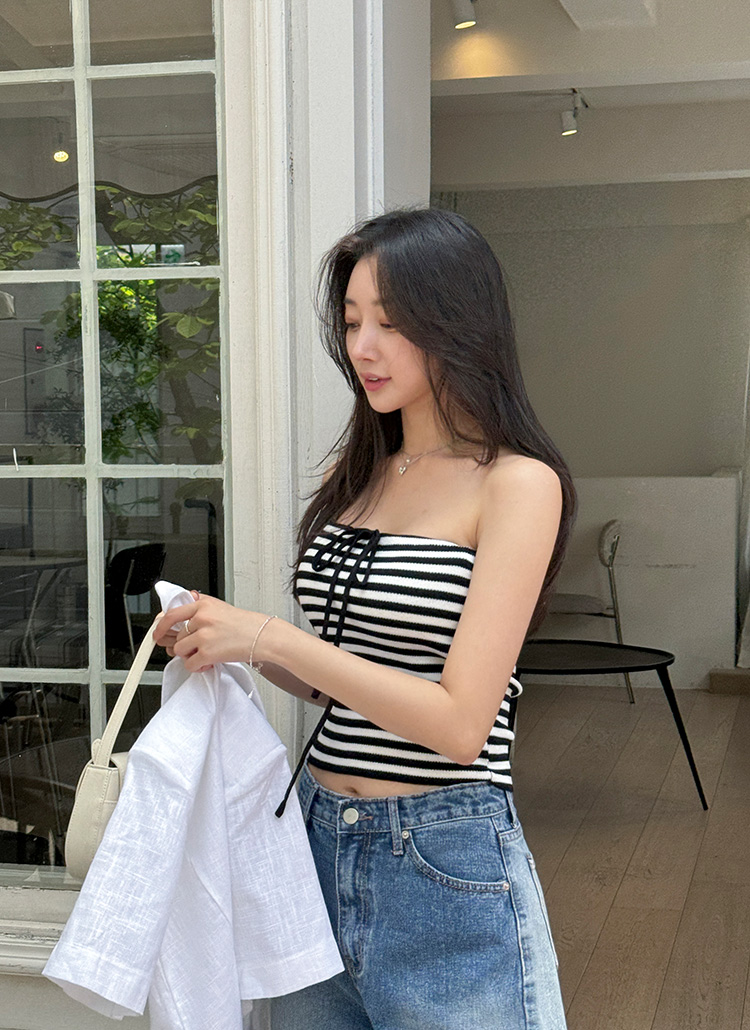 ストラップボーダーチューブトップ | レディースファッション通販 - DHOLIC