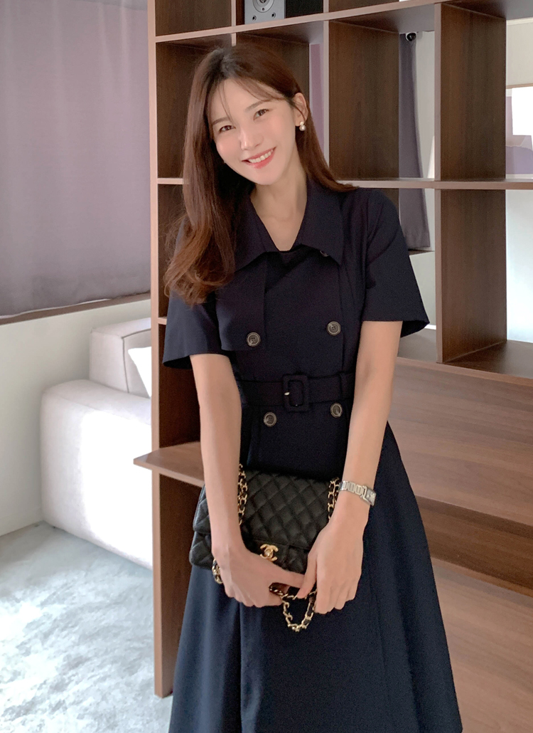 ダブルトレンチコート半袖ワンピース | レディースファッション通販