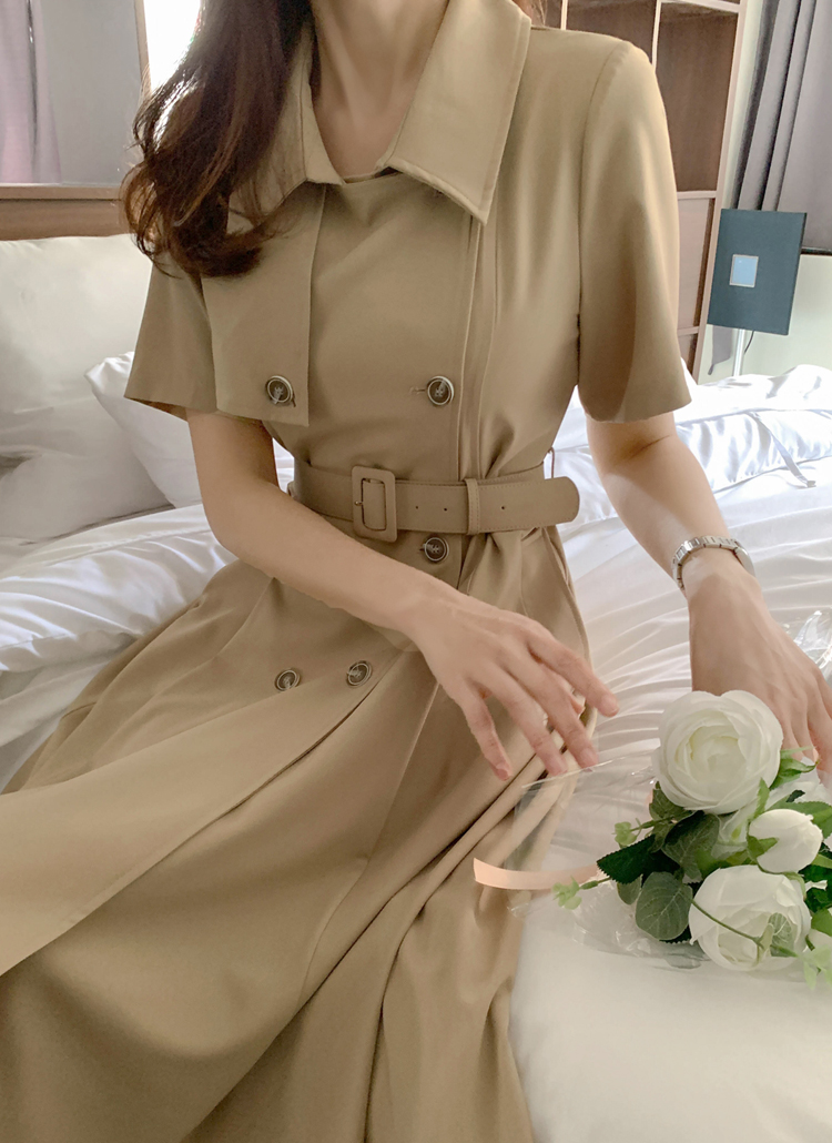 ダブルトレンチコート半袖ワンピース | レディースファッション通販