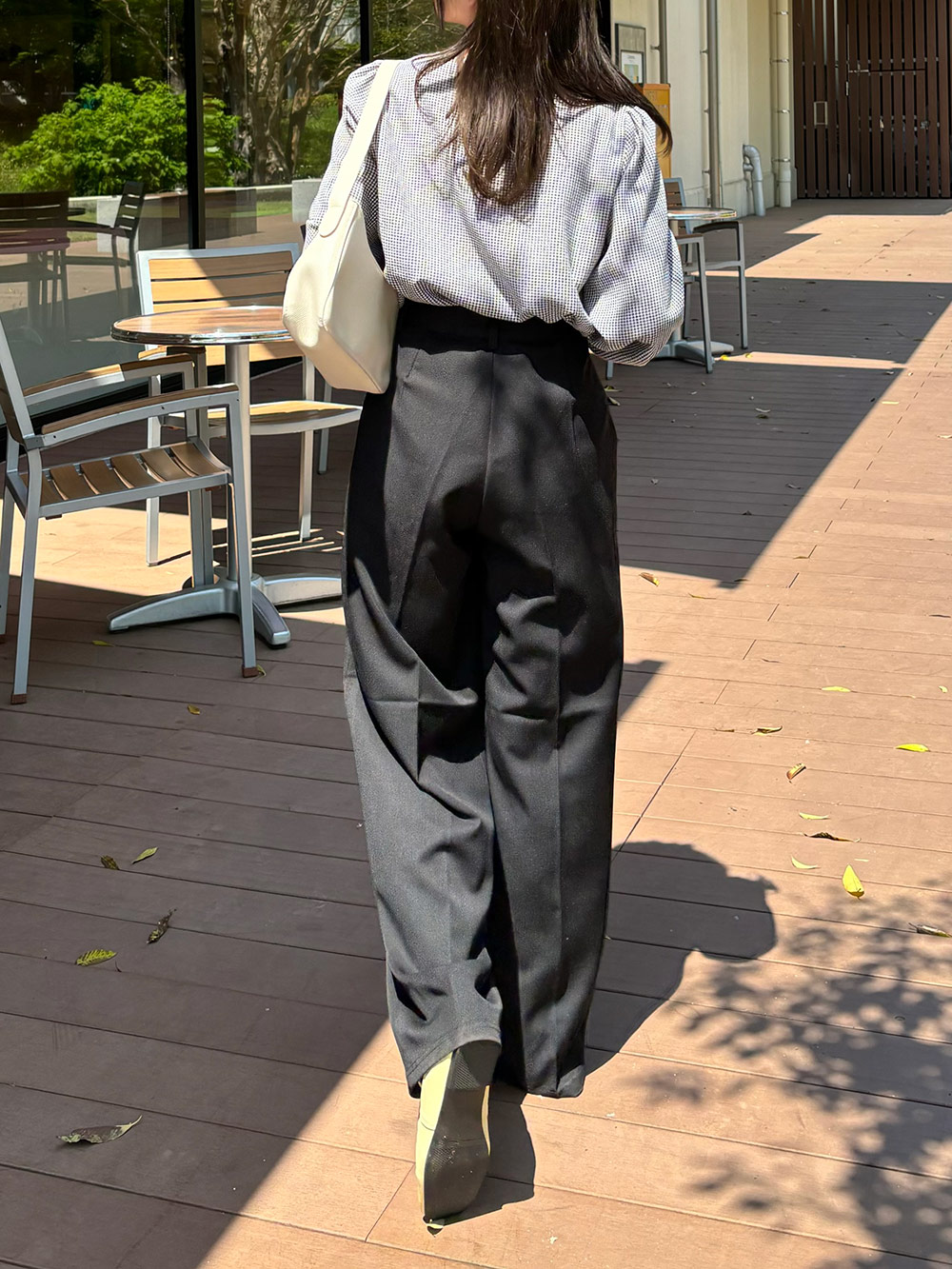 白　グレー　スラックス レディース パンツ　NICOLE SPORTS 3TYPEセンタープレススラックスパンツ | レディースファッション