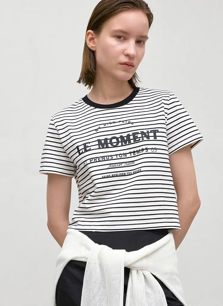 ボーダーレタリング配色Tシャツ | Atelier Nain | 詳細画像1