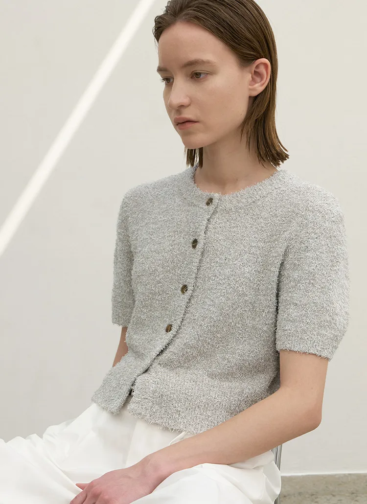 ブークレニット半袖カーディガン | レディースファッション通販 - DHOLIC 