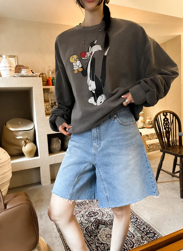 カットオフルーズハーフデニムパンツ | レディースファッション通販 