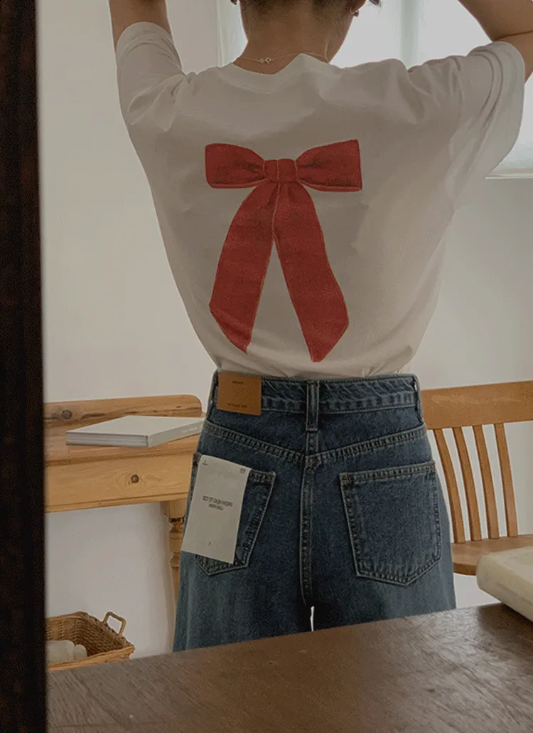バックリボンプリント半袖Tシャツ | fromheadtotoe | 詳細画像1