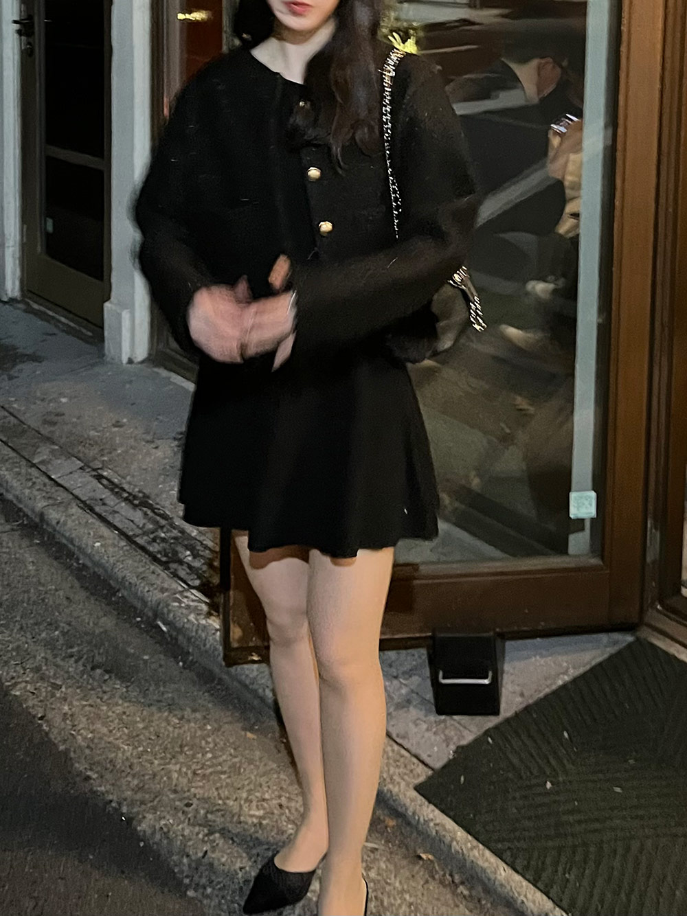 ワンショルダーリボンニットミニワンピース | レディース