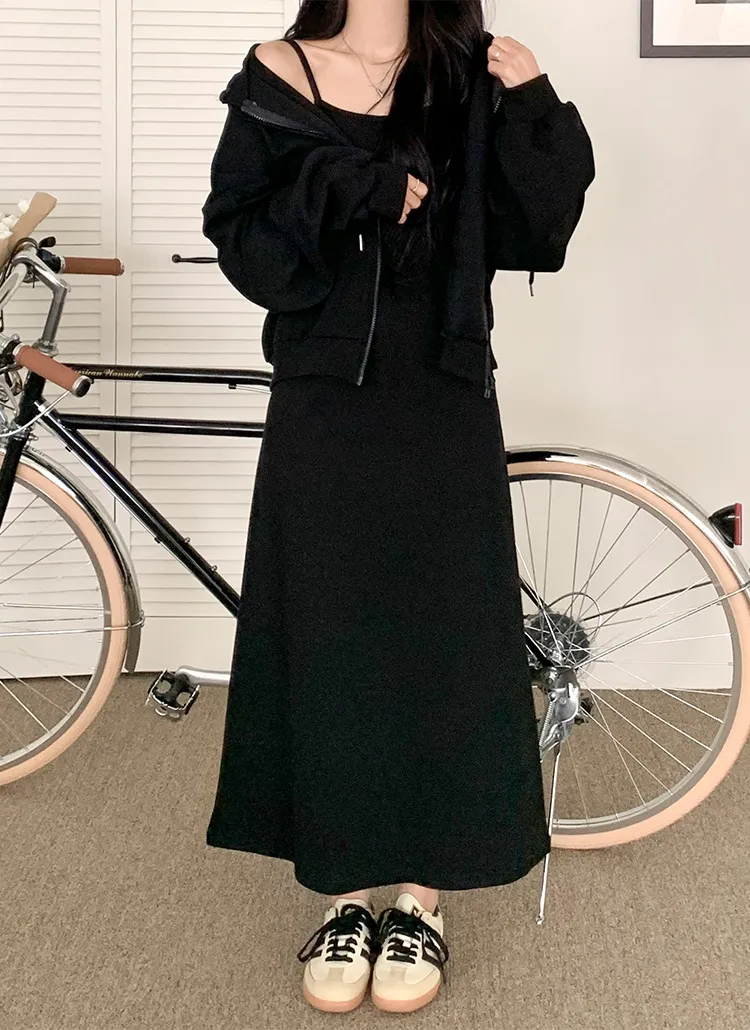 ジップパーカー&キャミワンピースSET | レディースファッション通販  