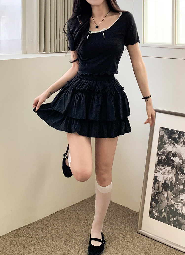 フリルラインティアードミニスカート | レディースファッション通販