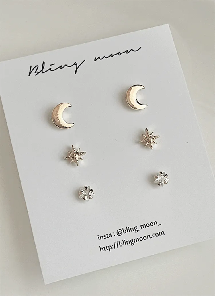 ムーントゥインクルピアス3SET | blingmoon | 詳細画像1