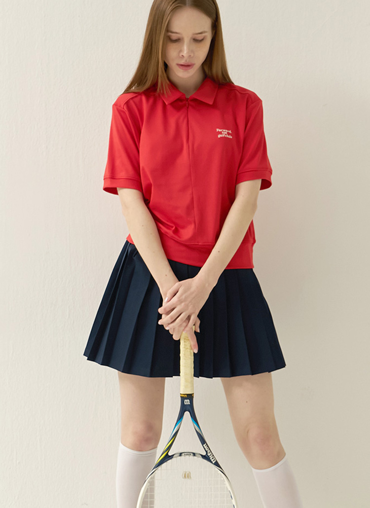 フロントジップアップカラー半袖Tシャツ | レディースファッション通販