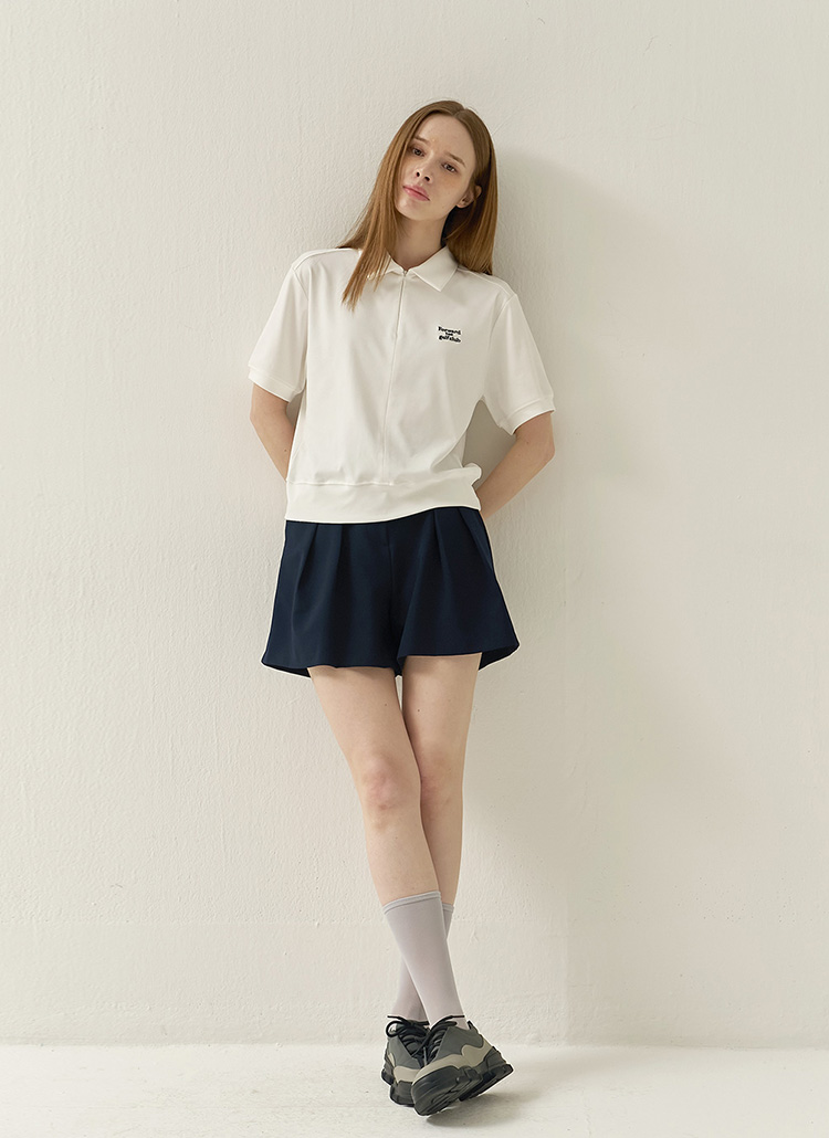 フロントジップアップカラー半袖Tシャツ | レディースファッション通販