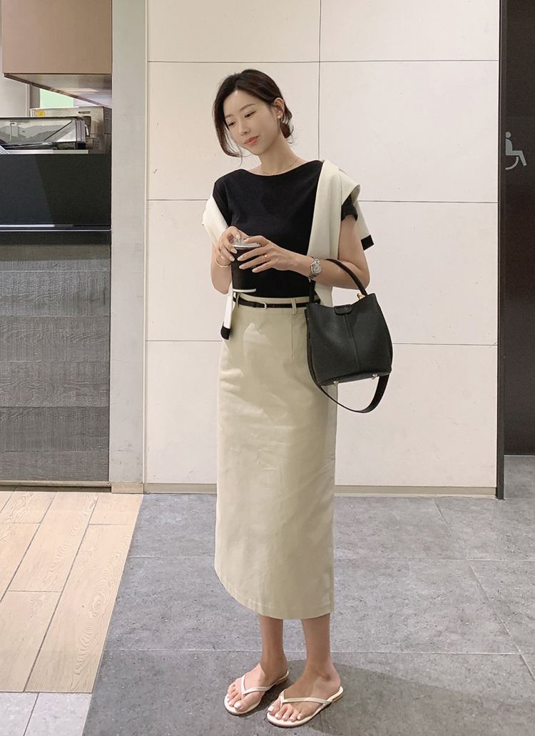 ベルト付ダーツラインスリットスカート | レディースファッション通販