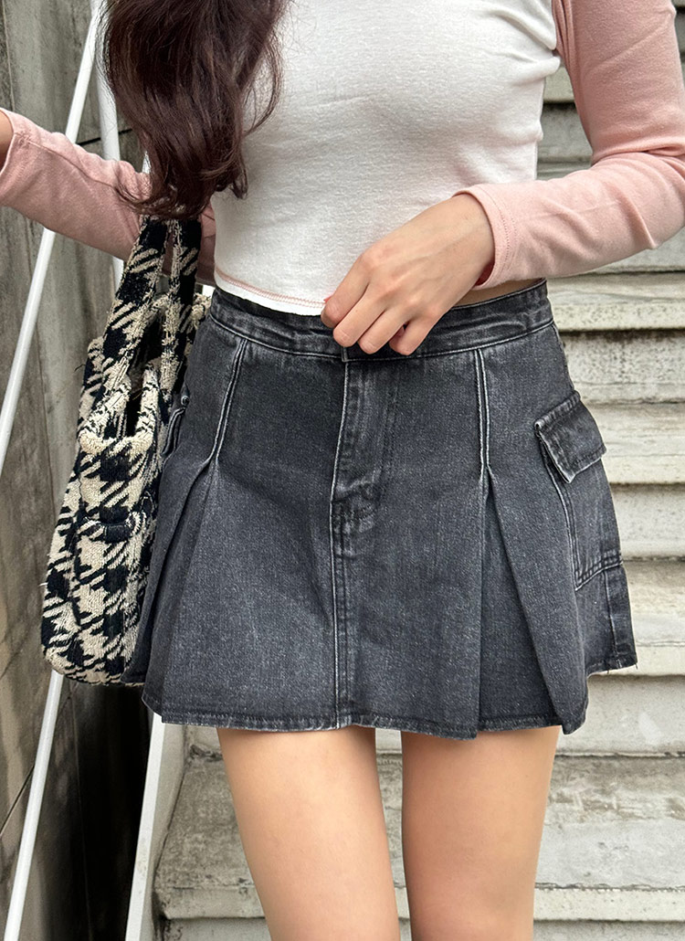 パンツ裏地デニムカーゴプリーツスカート | レディース