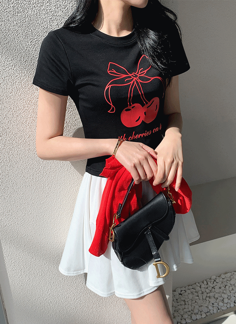 チェリーリボン半袖Tシャツ | レディースファッション通販 - DHOLIC