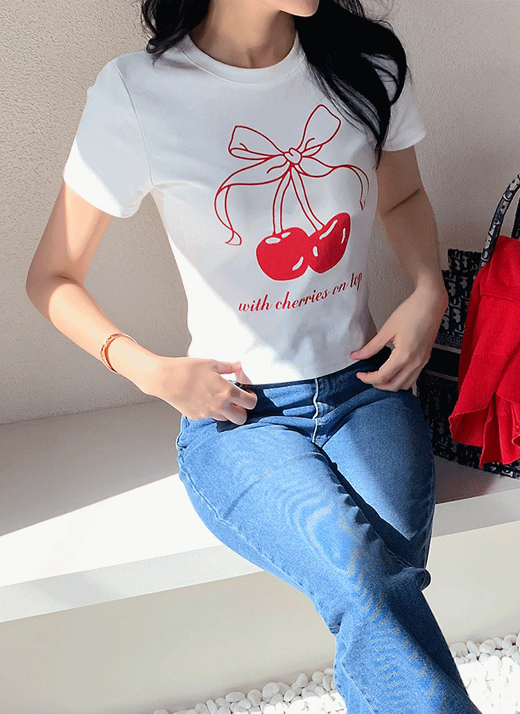 チェリーリボン半袖Tシャツ | レディースファッション通販 - DHOLIC