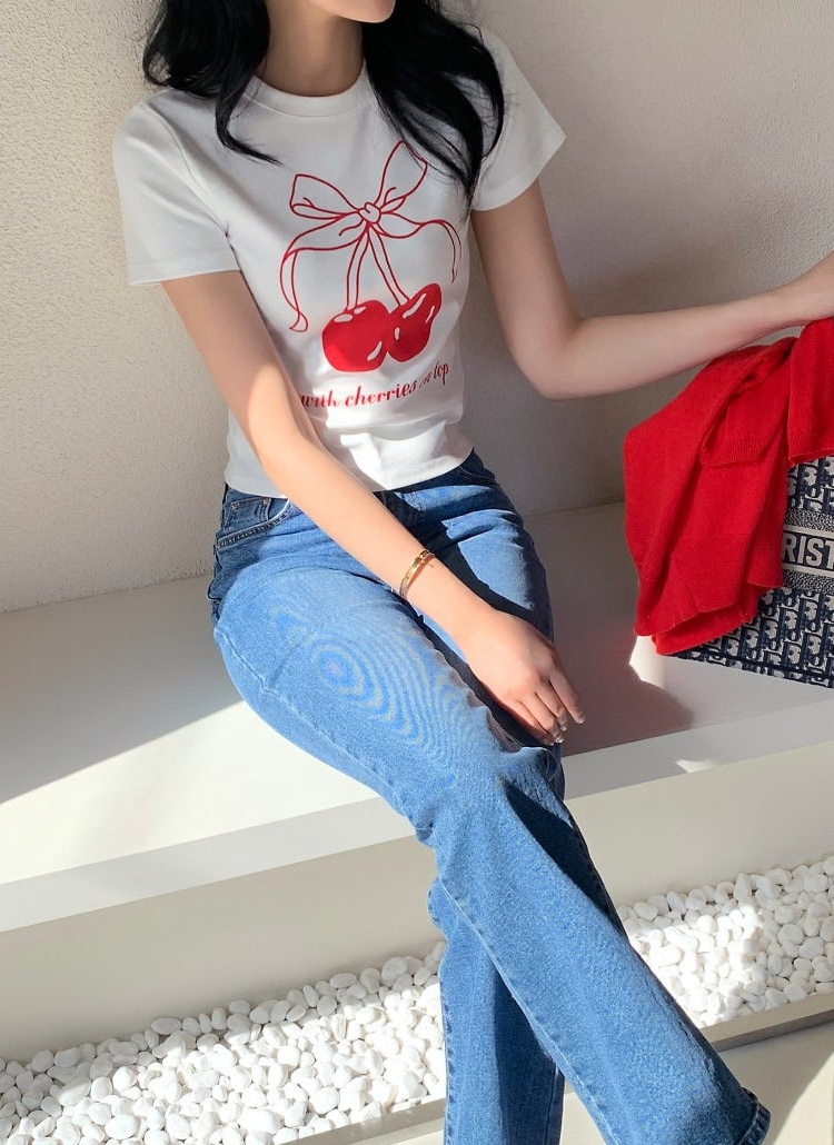 チェリーリボン半袖Tシャツ | レディースファッション通販 - DHOLIC