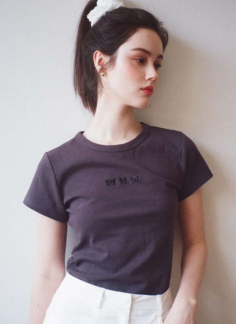 刺繍スリーバタフライ半袖Tシャツ | 詳細画像1