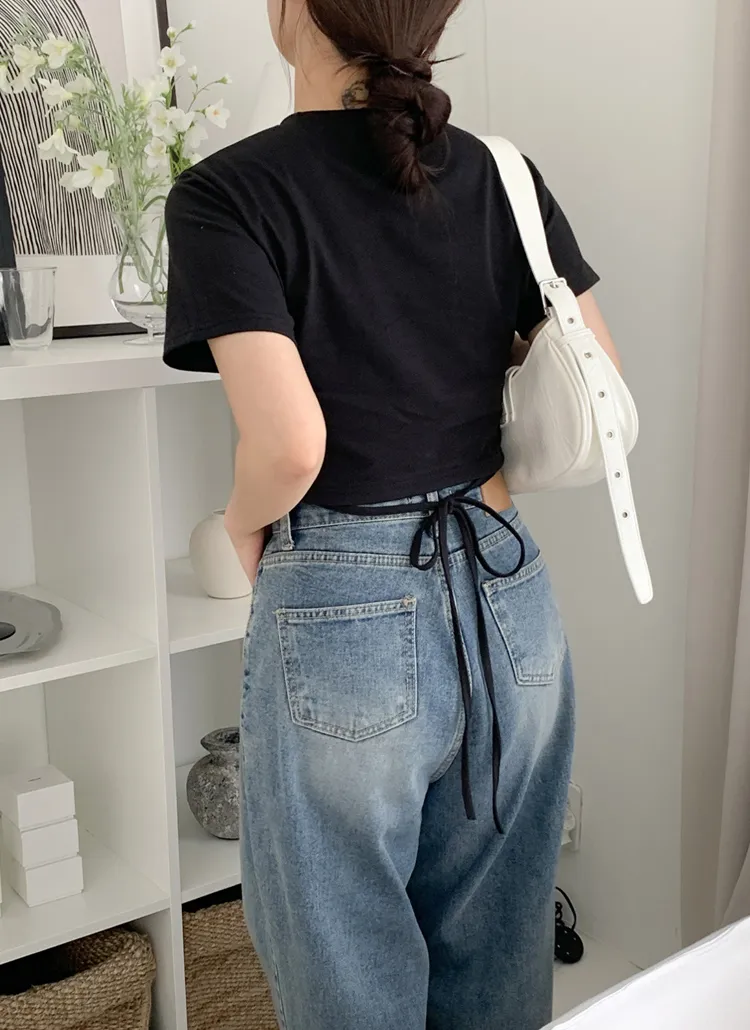 リボンヘムクロップド半袖Tシャツ | SHOWNROOM | 詳細画像1