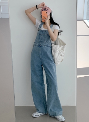 バックボタンカットデニムサロペットパンツ | レディース バックボタンカットデニムサロペットパンツ | レディース
