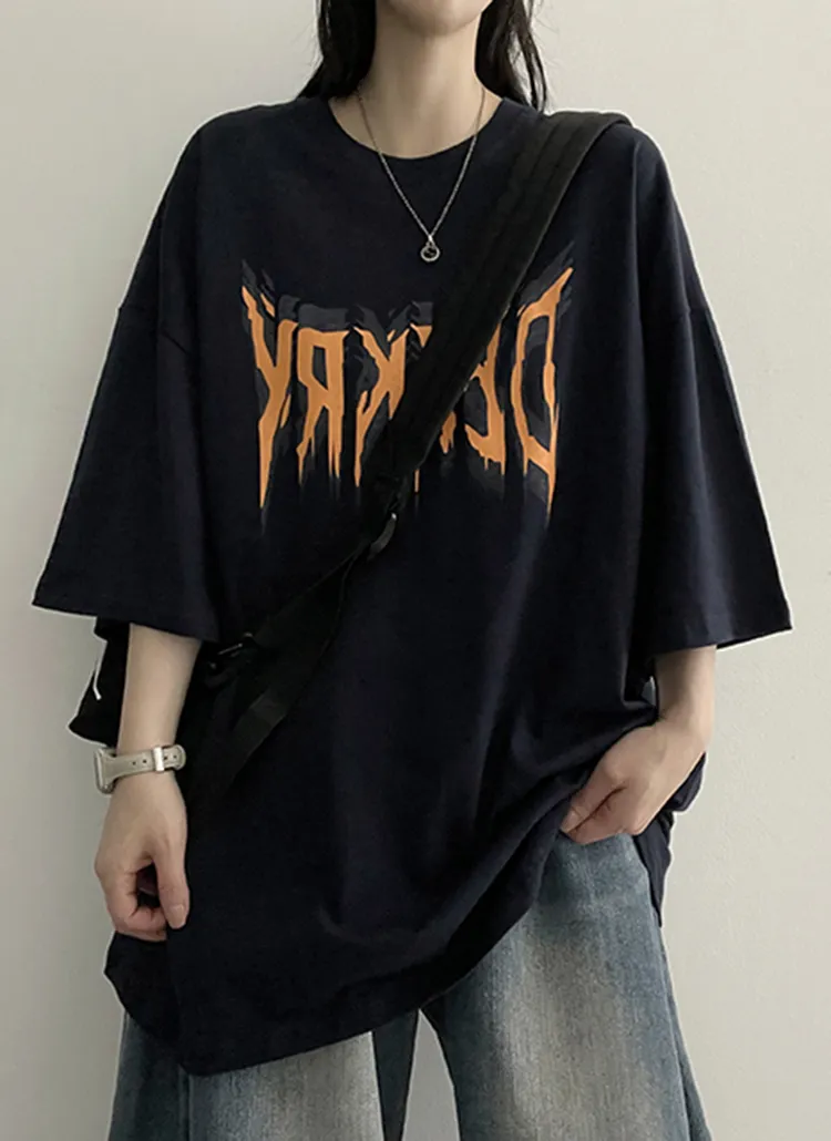 レタリングドロップショルダーTシャツ | hijjoo | 詳細画像1