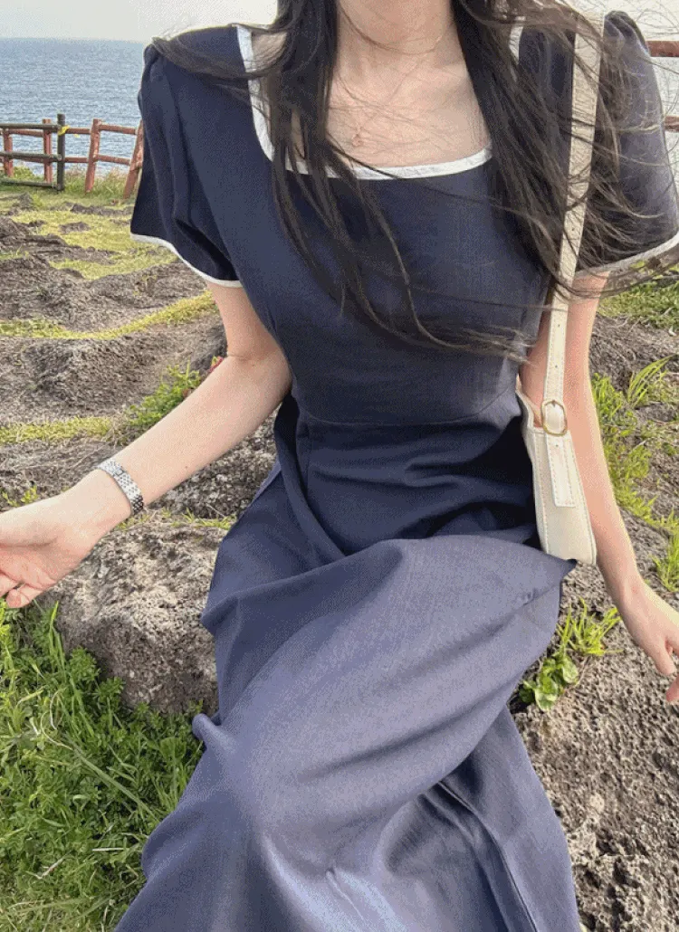 パイピングダーツAライン半袖ワンピース | ROMANTICLINE | 詳細画像1