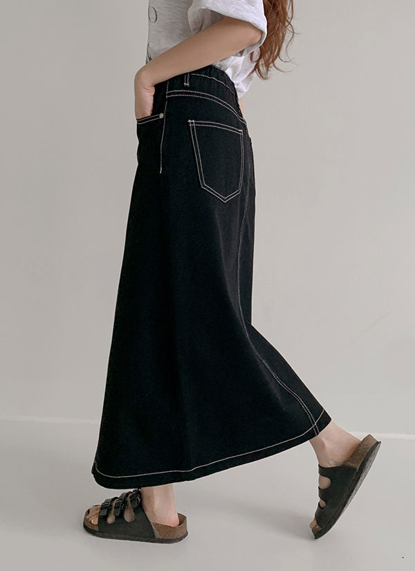 ウエストゴムスリットデニムスカート | レディースファッション