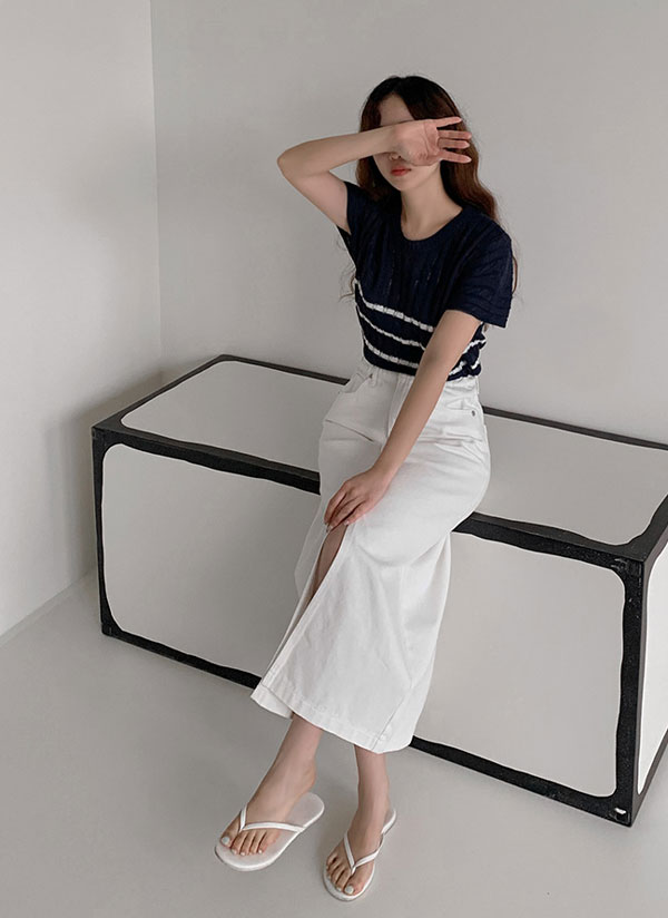 ウエストゴムスリットデニムスカート | レディースファッション通販