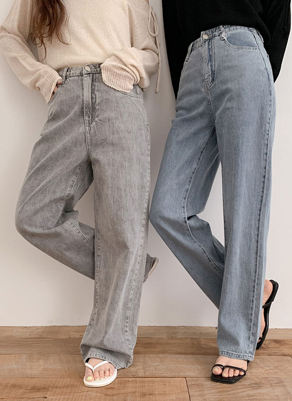 2TYPEウエストゴムワイドデニムパンツ | レディースファッション