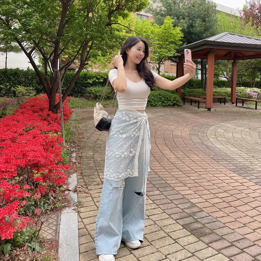ハイウエストダメージデニムパンツ | mirangmirang | 詳細画像33