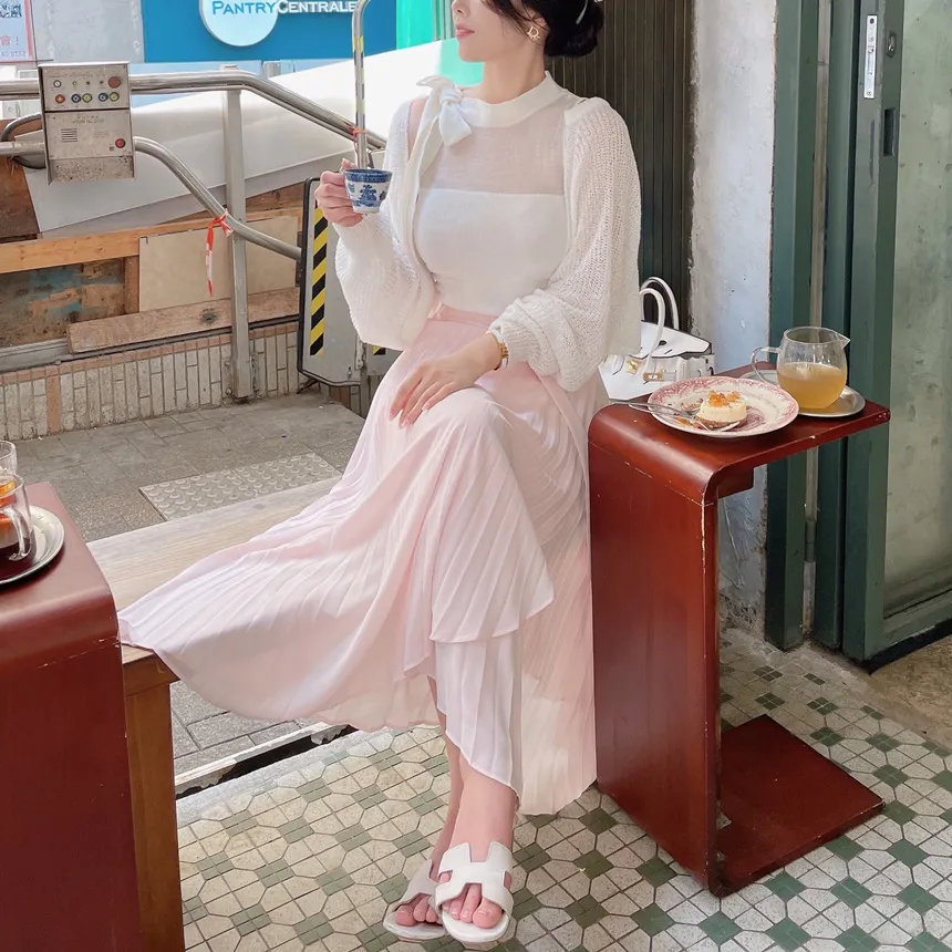 スカーフシアーシャーリングニットノースリーブ | mirangmirang | 詳細画像31