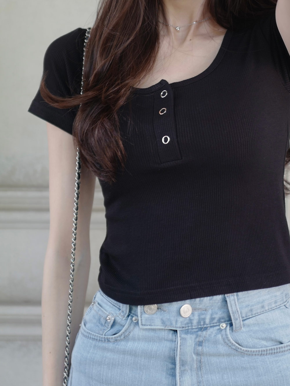 ヘンリーネッククロップドTシャツ | 詳細画像12