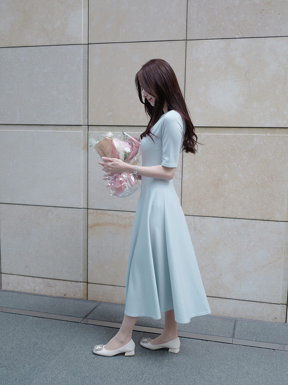 アンバランスネックスリムAラインワンピース | レディースファッション